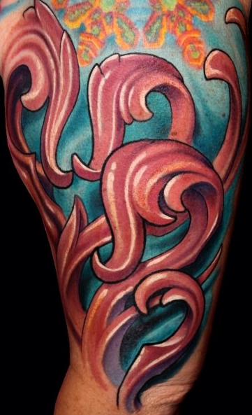 Adrian Dominic - Filigree Leg Tattoo 